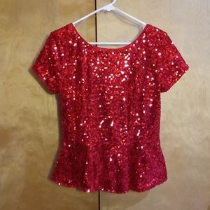 NWT casual couture red sequin peplum size L